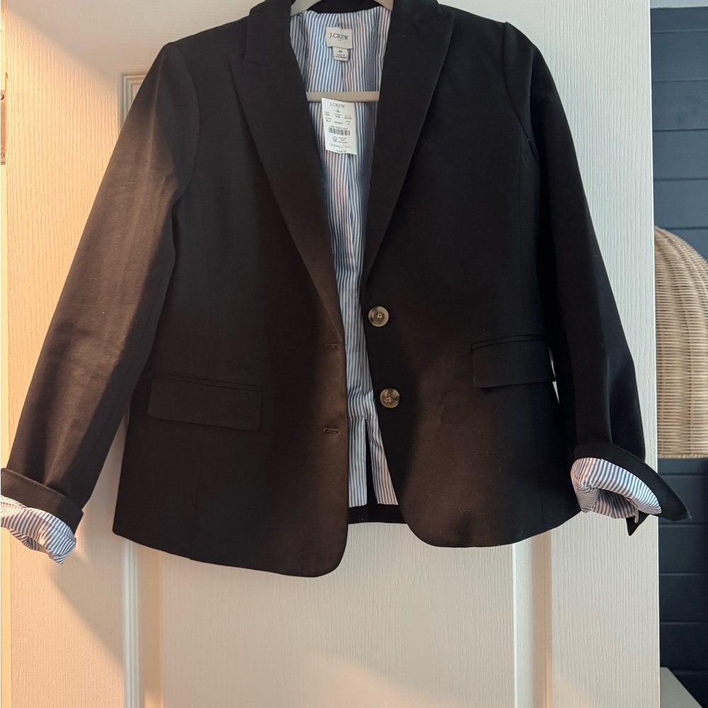 J. Crew Black Blazer with Striped Lining